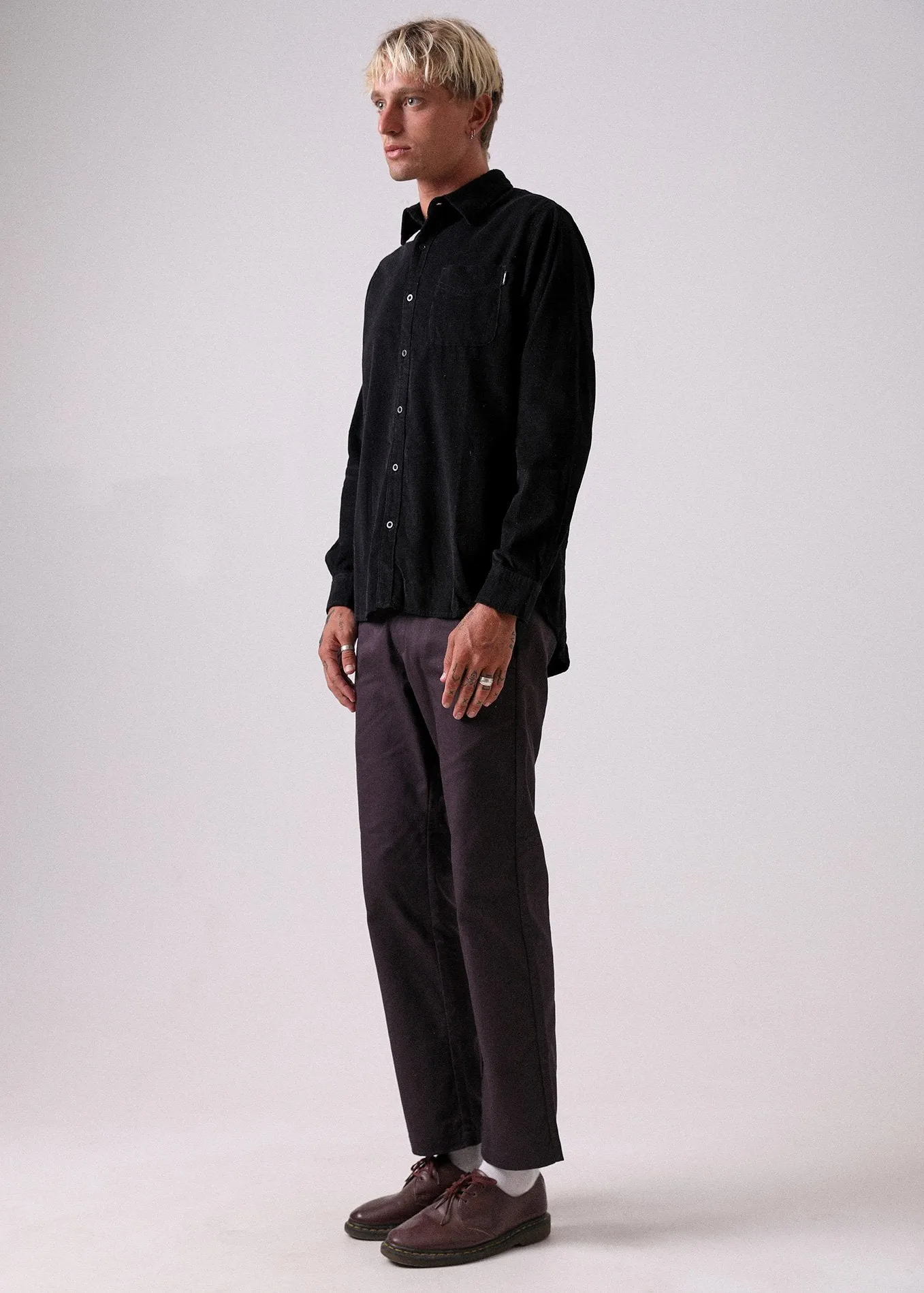 Afends Mens Back in Black - Corduroy Shirt