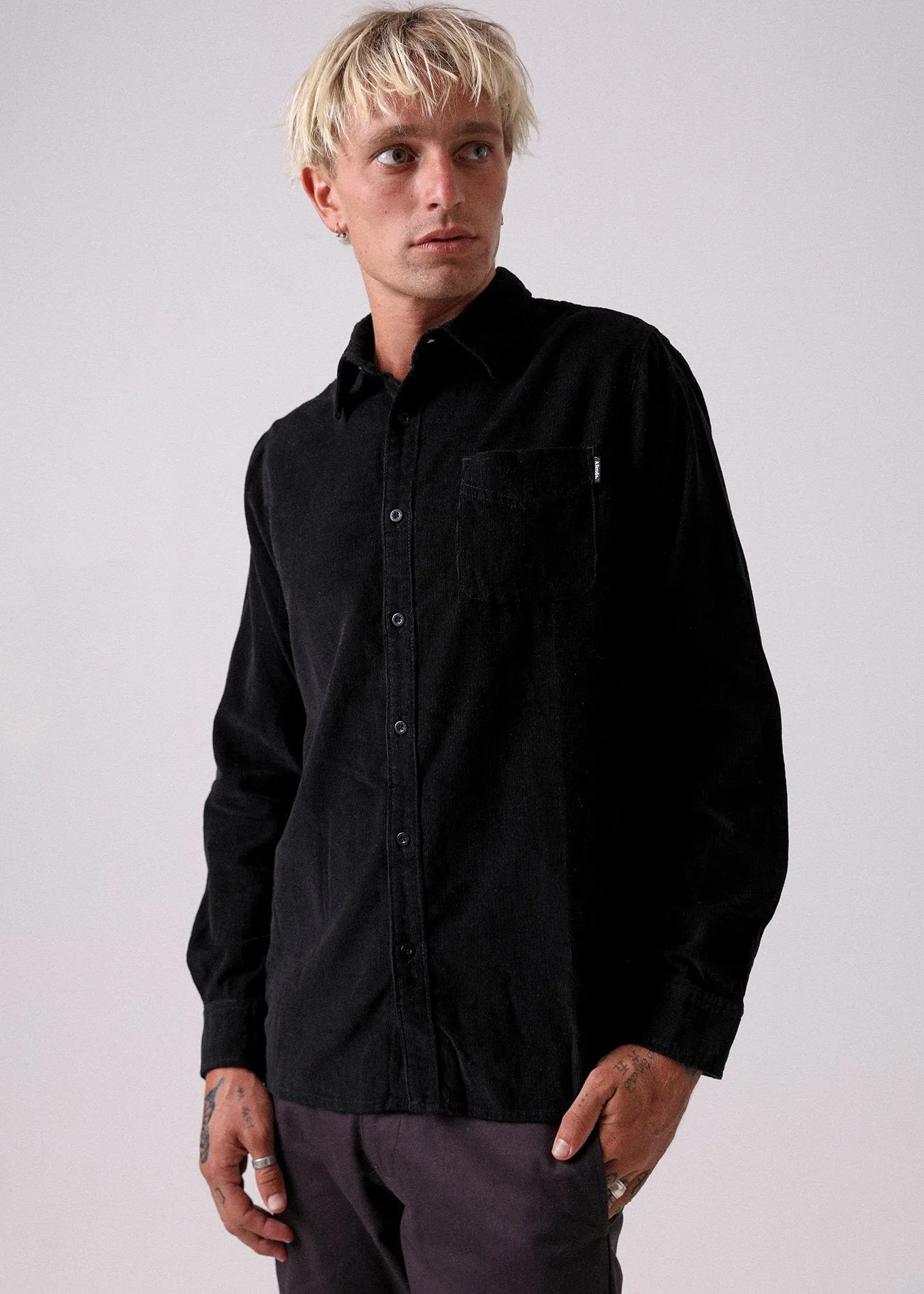 Afends Mens Back in Black - Corduroy Shirt