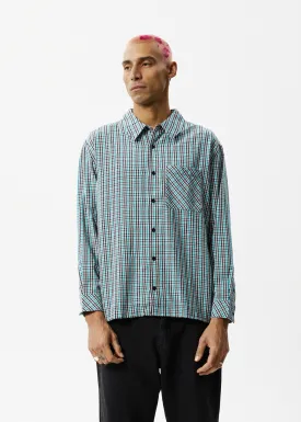 AFENDS Mens Checkers - Check Long Sleeve Shirt - Black