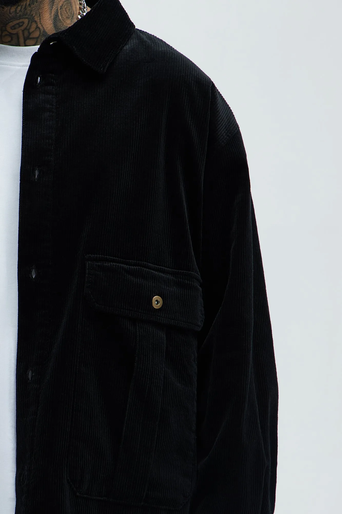 Anderson Corduroy Button Up Shirt - Black