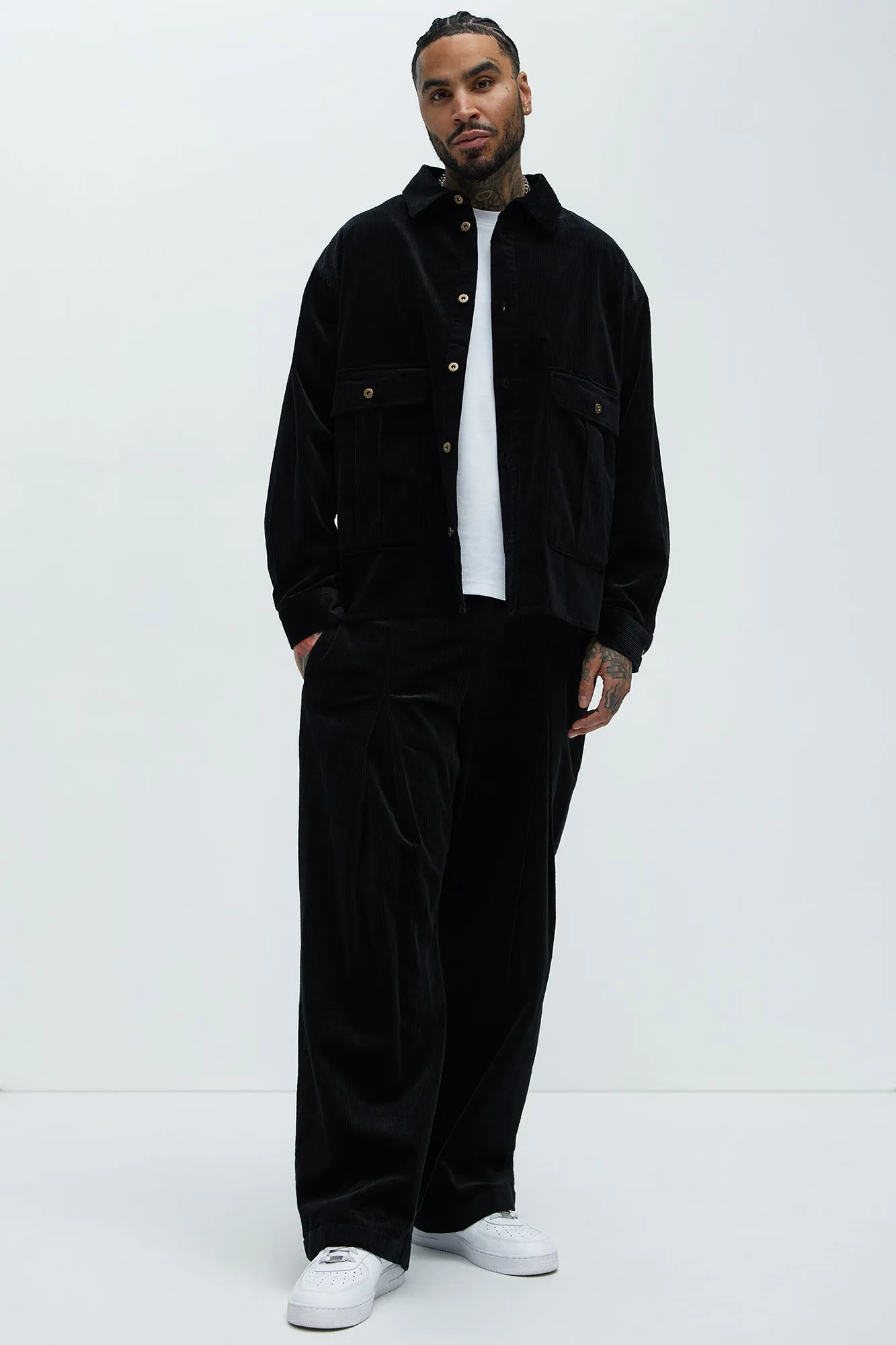 Anderson Corduroy Button Up Shirt - Black