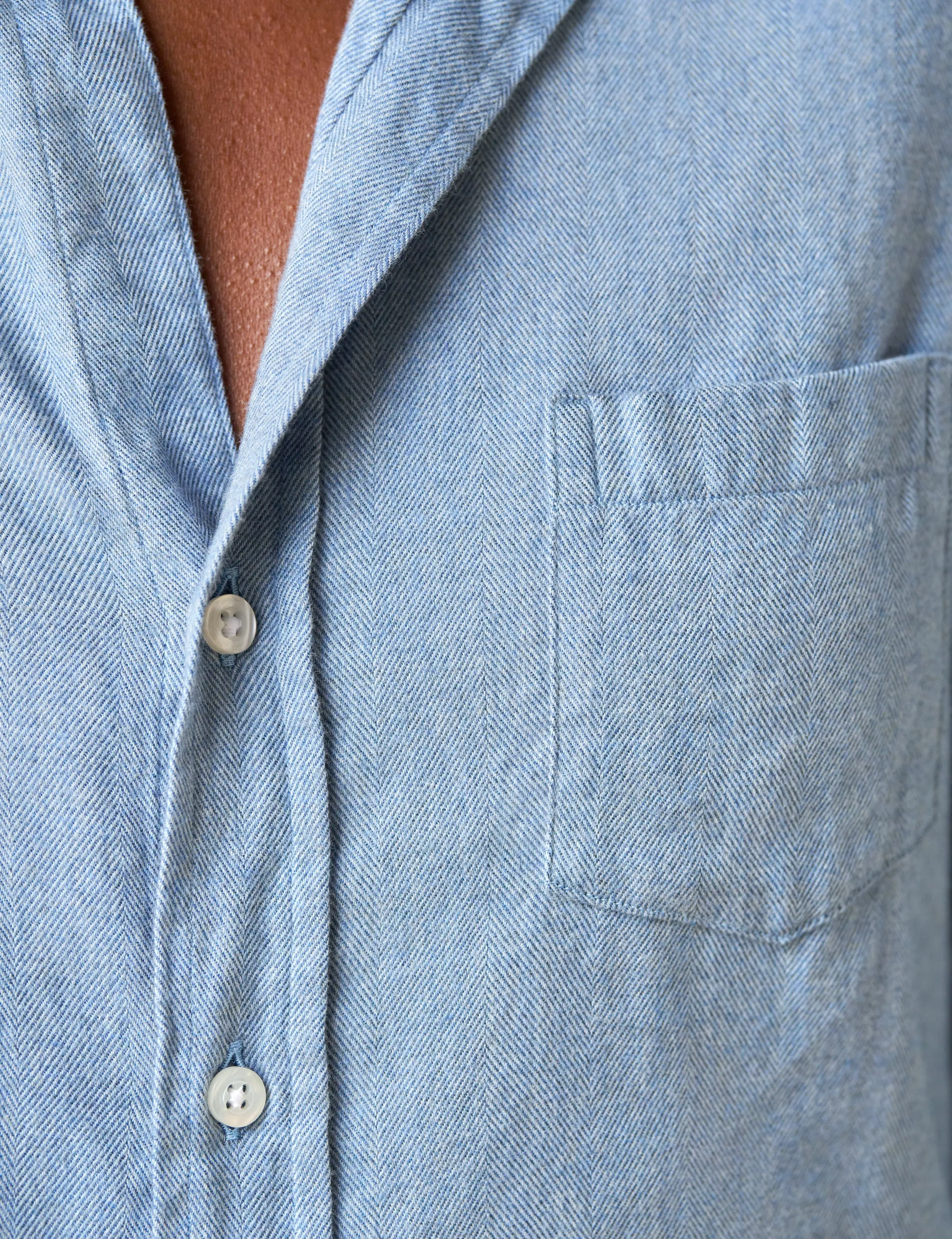 Italian Flannel Barry Blue Herringbone Shirt