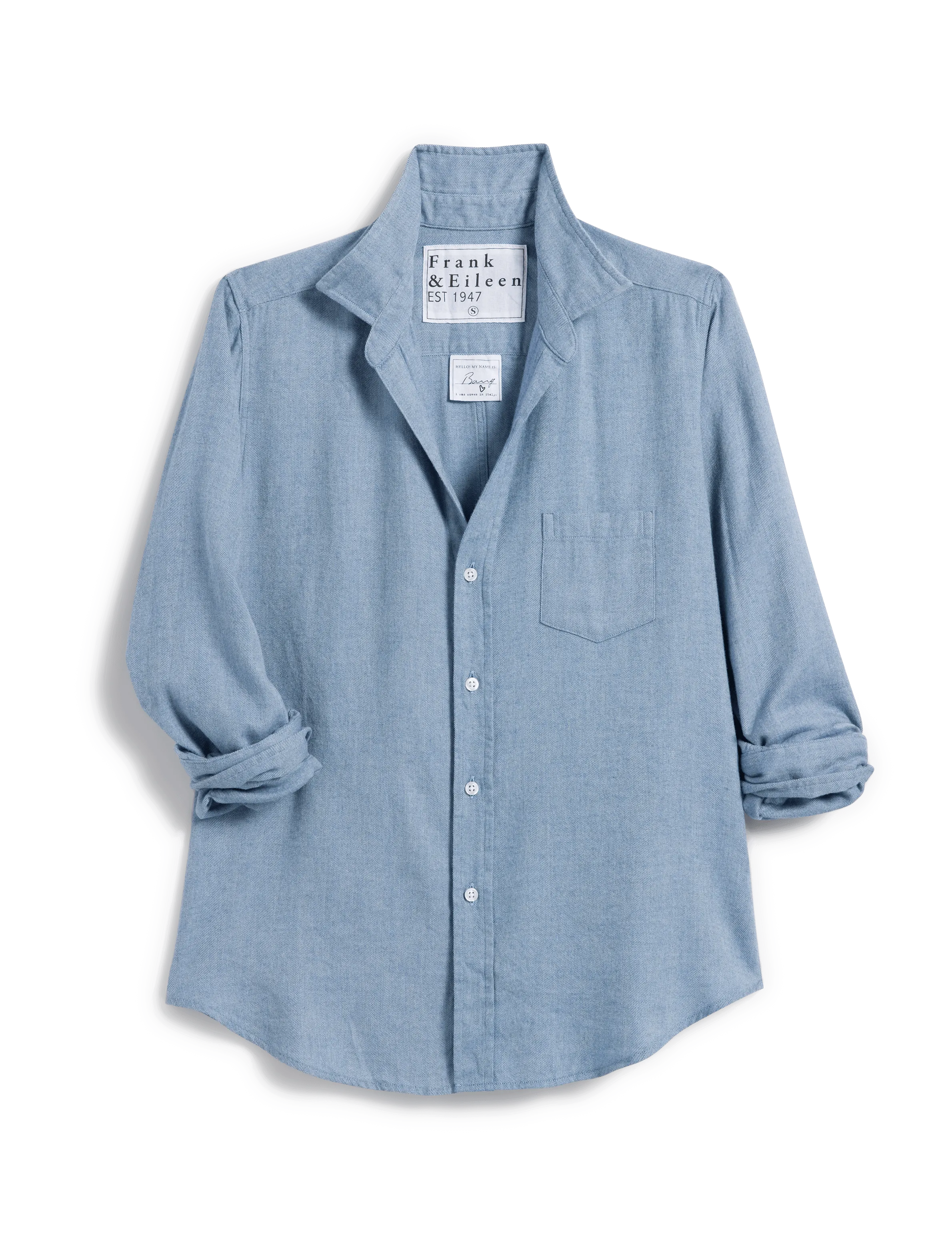 Italian Flannel Barry Blue Herringbone Shirt