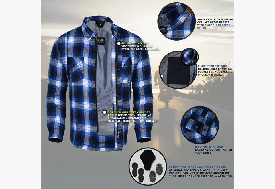 BGA Timber HD Motorcycle Shirt Blue/White