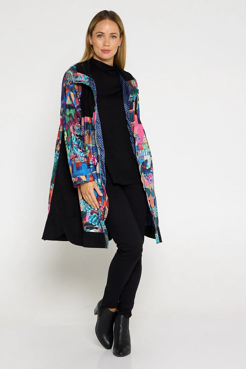 Bicheno Corduroy Coat - Floral Collage