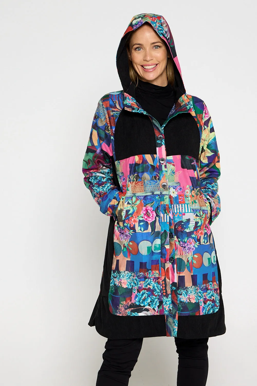 Bicheno Corduroy Coat - Floral Collage