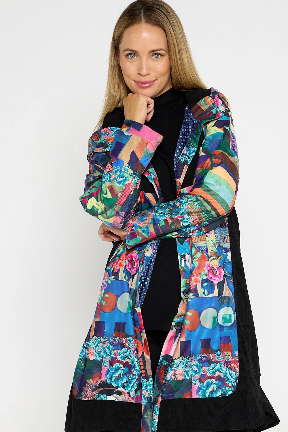 Bicheno Corduroy Coat - Floral Collage