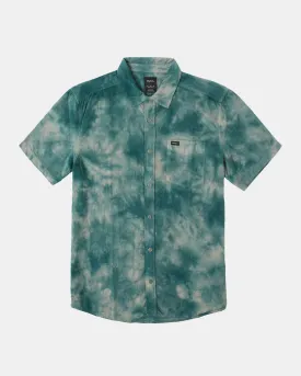 Bleach Corduroy Short Sleeve Shirt - Emerald Green