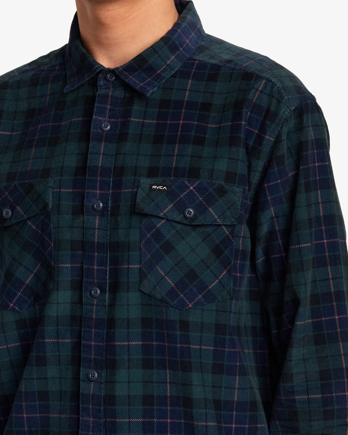 Blues Walk Cord Long Sleeve Shirt - Hunter Green