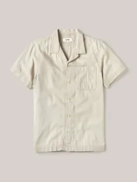 Bone Palm Cotton Short Sleeve Vintage Camp Shirt