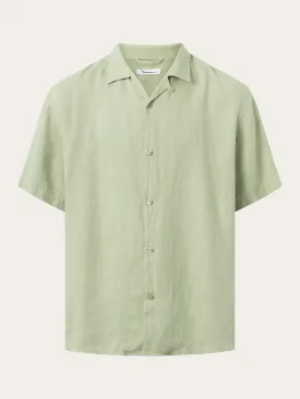 Box fit short sleeved linen shirt - Swamp