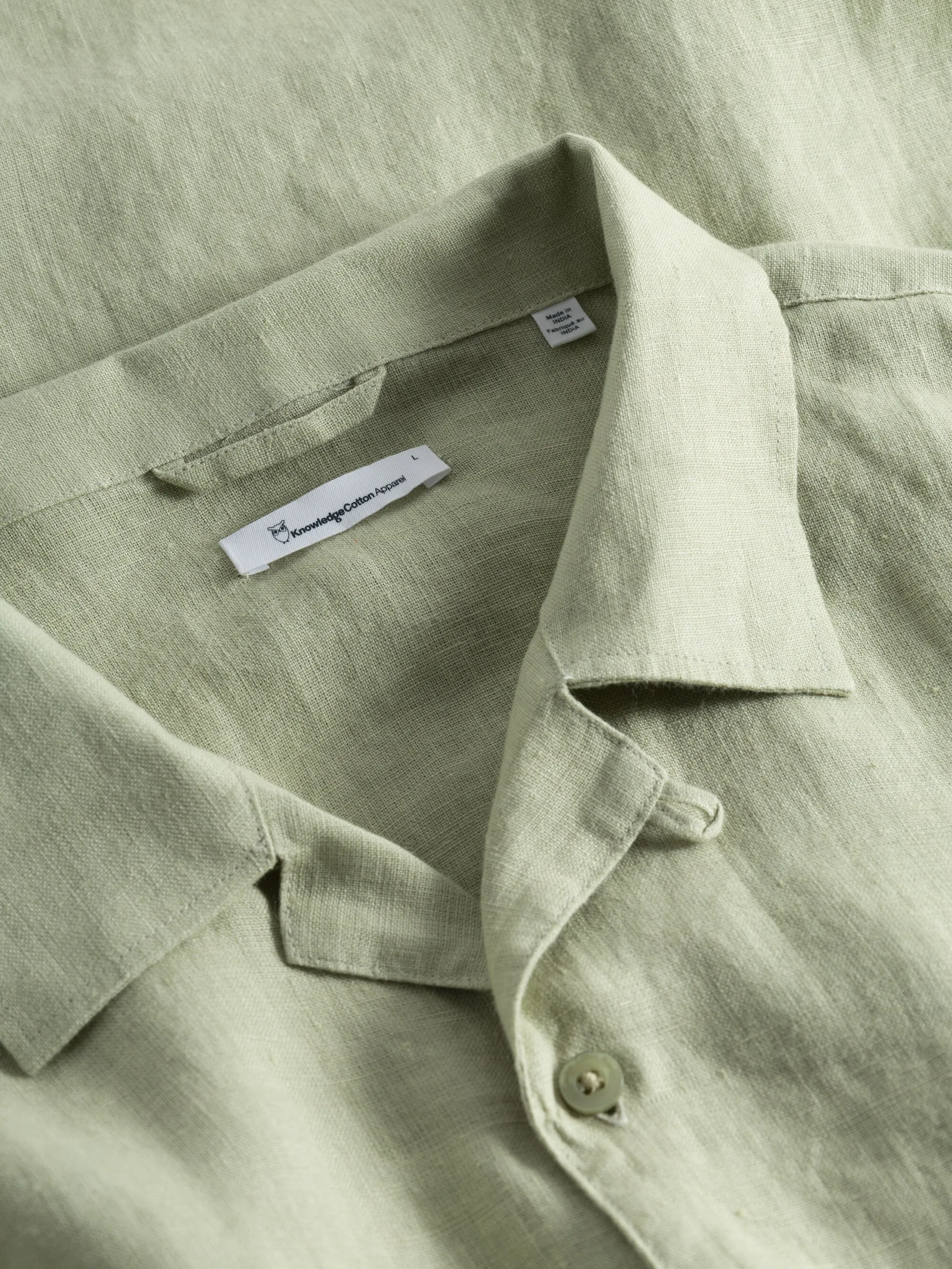 Box fit short sleeved linen shirt - Swamp