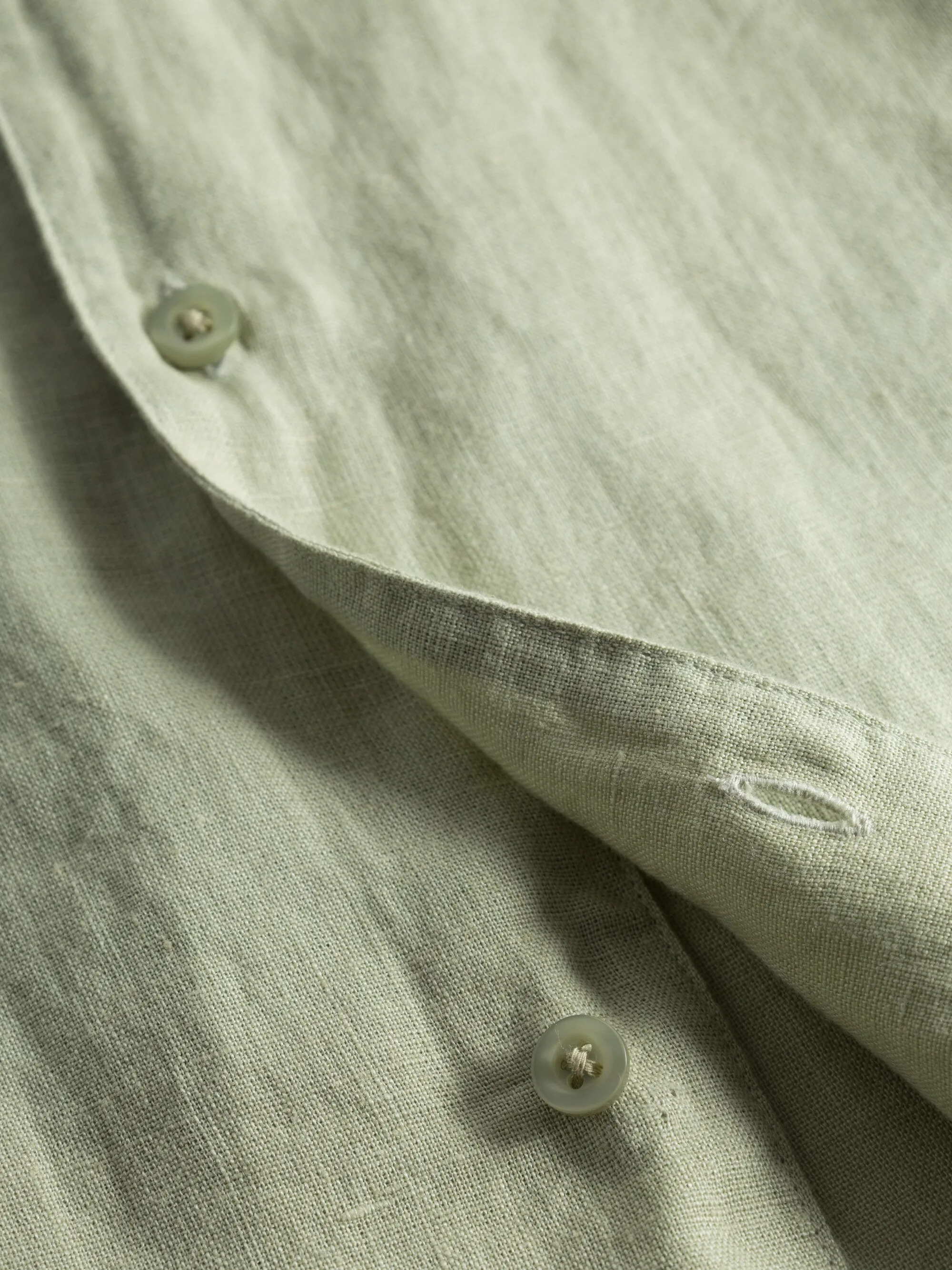 Box fit short sleeved linen shirt - Swamp