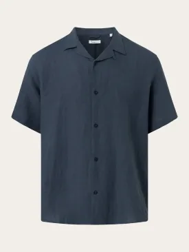 Box fit short sleeved linen shirt - Total Eclipse