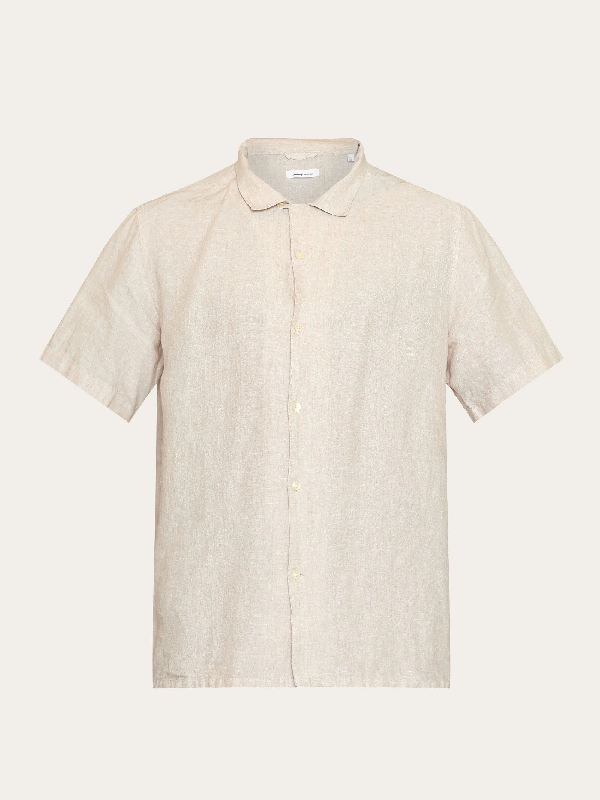 Box fit short sleeved linen shirt - Yarndyed - Light feather gray