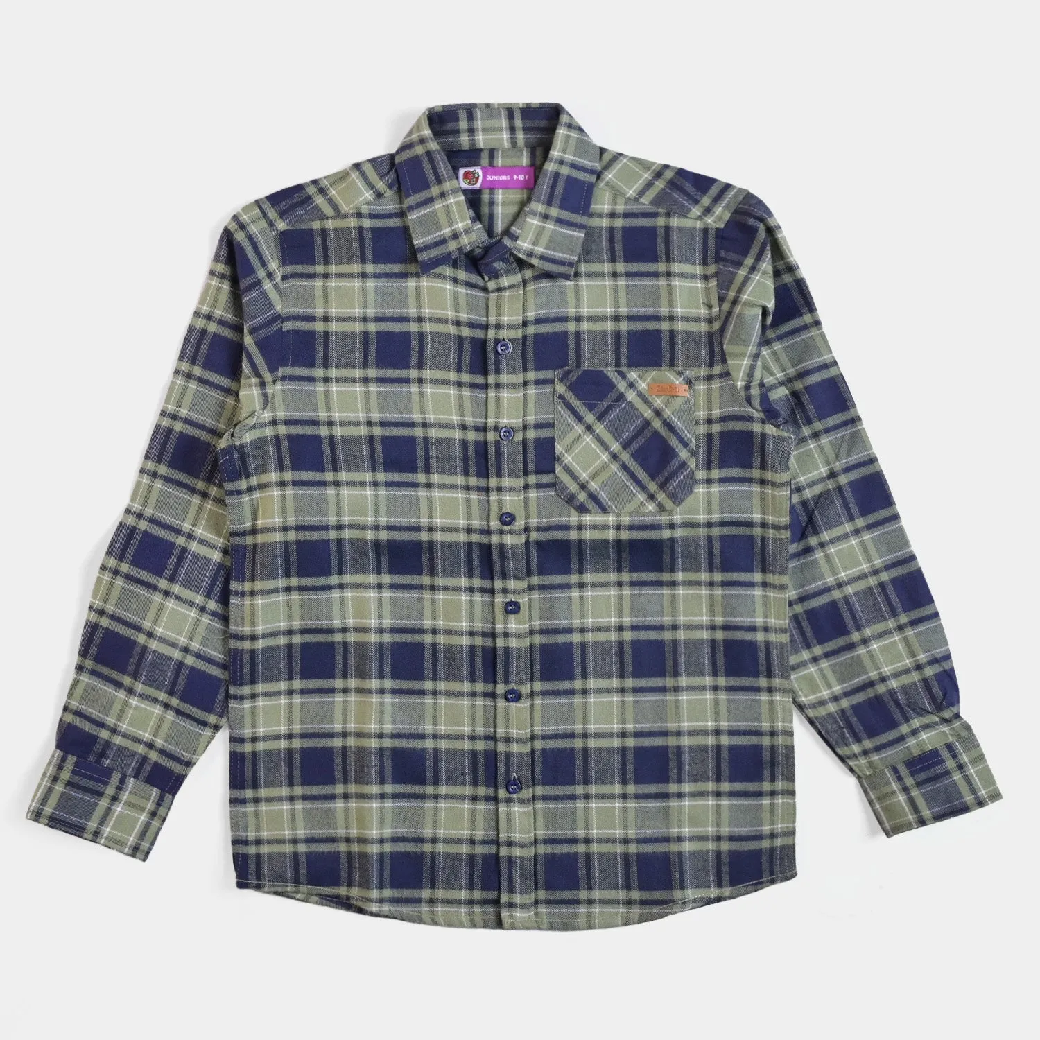 Boys Casual Shirt Basic Basic Flannel-Olive