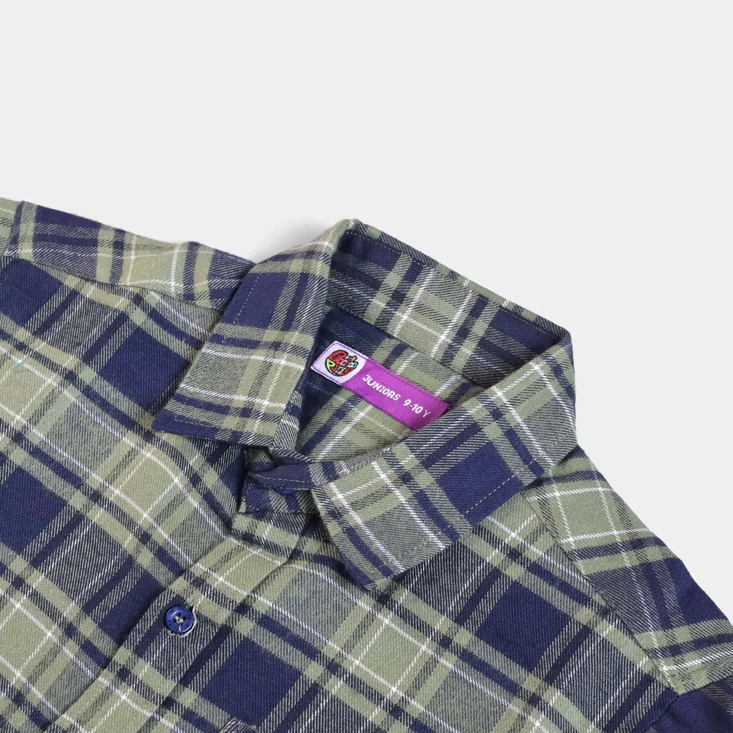 Boys Casual Shirt Basic Basic Flannel-Olive