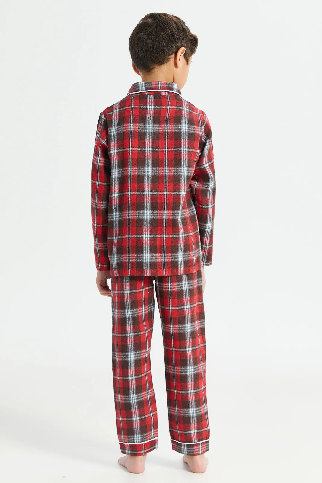 Boys Red Checkered Pyjama Set (2 Piece)