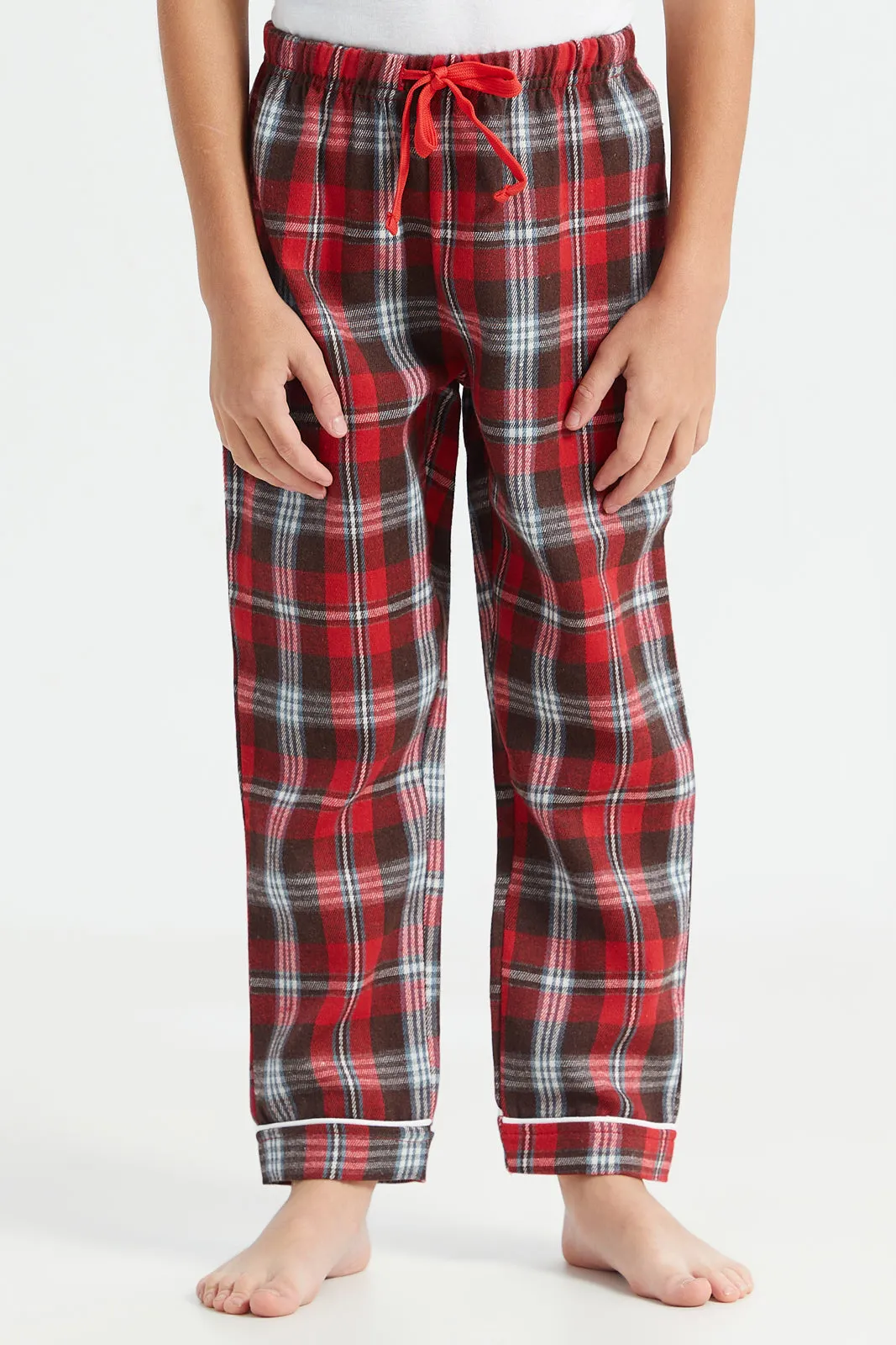 Boys Red Checkered Pyjama Set (2 Piece)