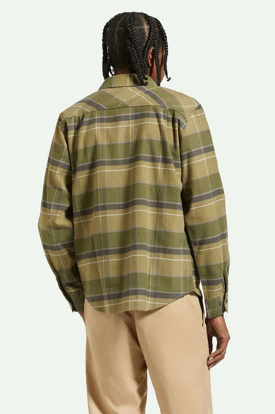 Brixton Builders Bowery Stretch Water Resistant L/S Flannel - DILL OLIVE SURPLUS WASHED BLACK