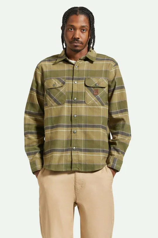 Brixton Builders Bowery Stretch Water Resistant L/S Flannel - DILL OLIVE SURPLUS WASHED BLACK