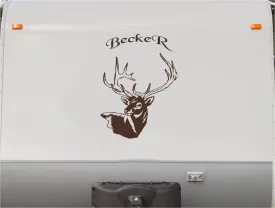 Buck Deer Hunting Head Mountains RV Camper 5th Wheel Motor Home Vinyl Decal Sticker