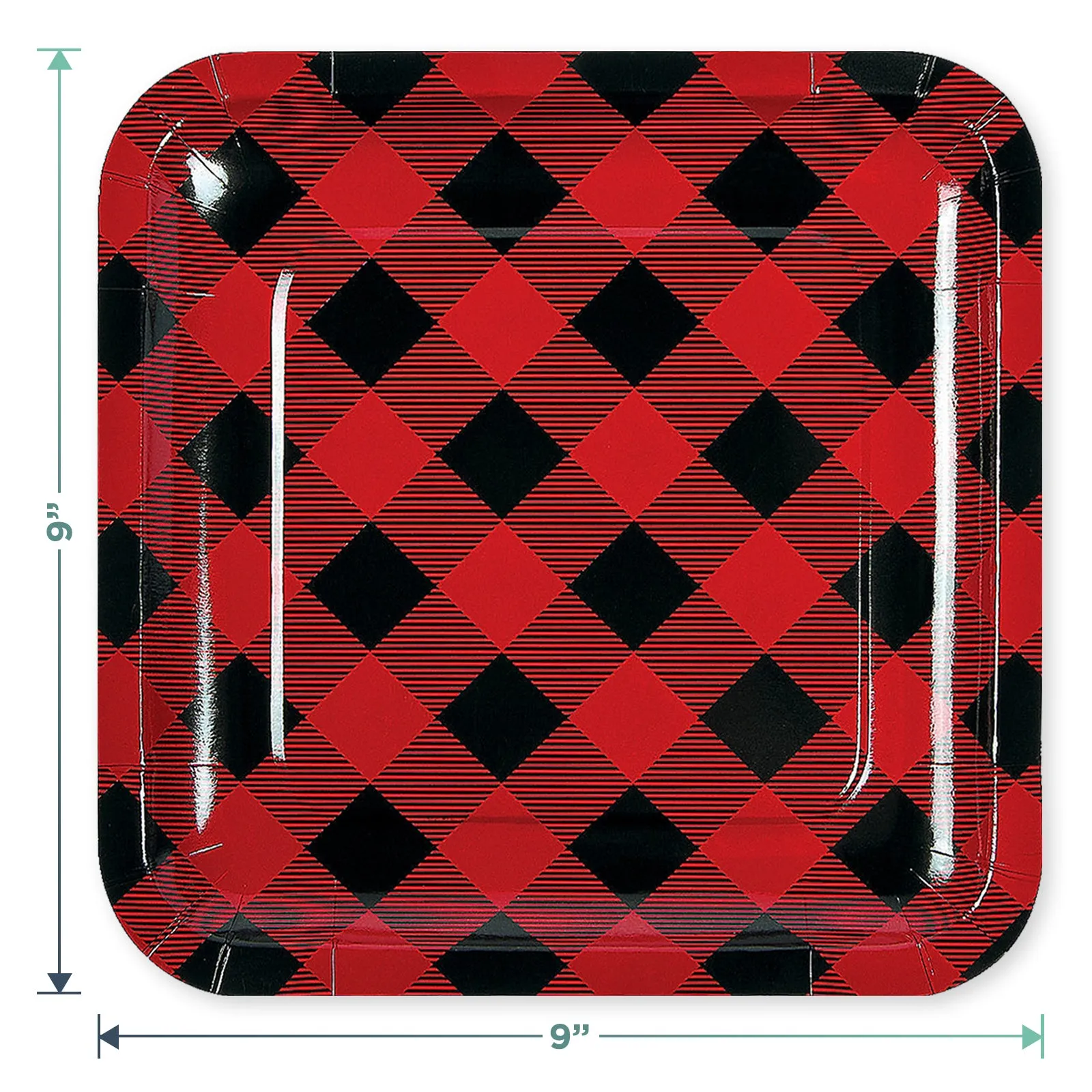 Buffalo Plaid Party Supplies - Red and Black Checkered Paper Dinner Plates and Luncheon Napkins (Serves 16)