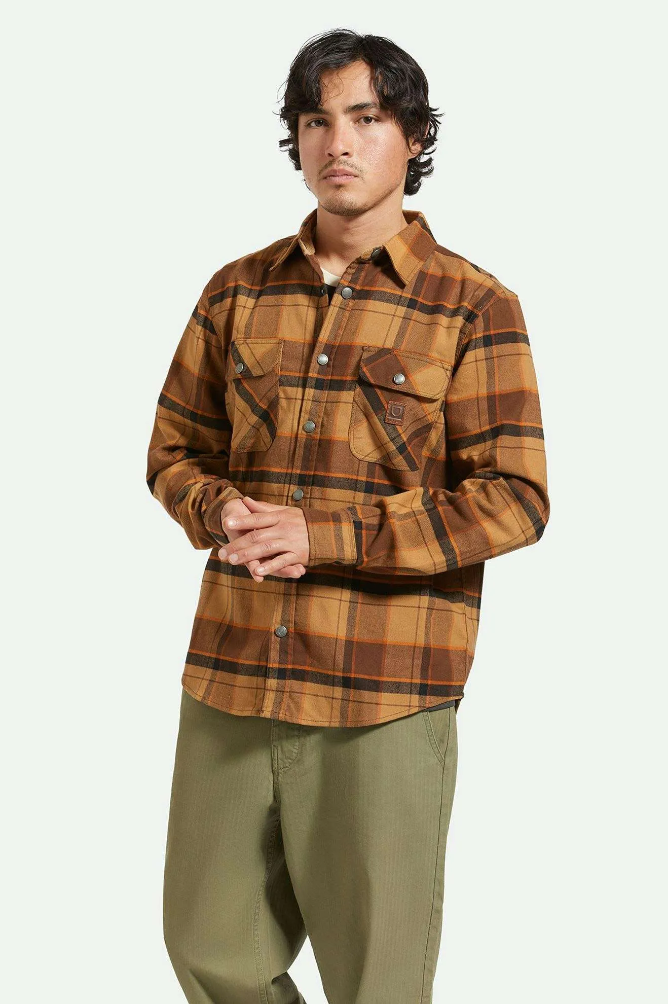 Builders Bowery Stretch Water Resistant L/S Flannel - Burro Brown/Pinecone Brown/Black