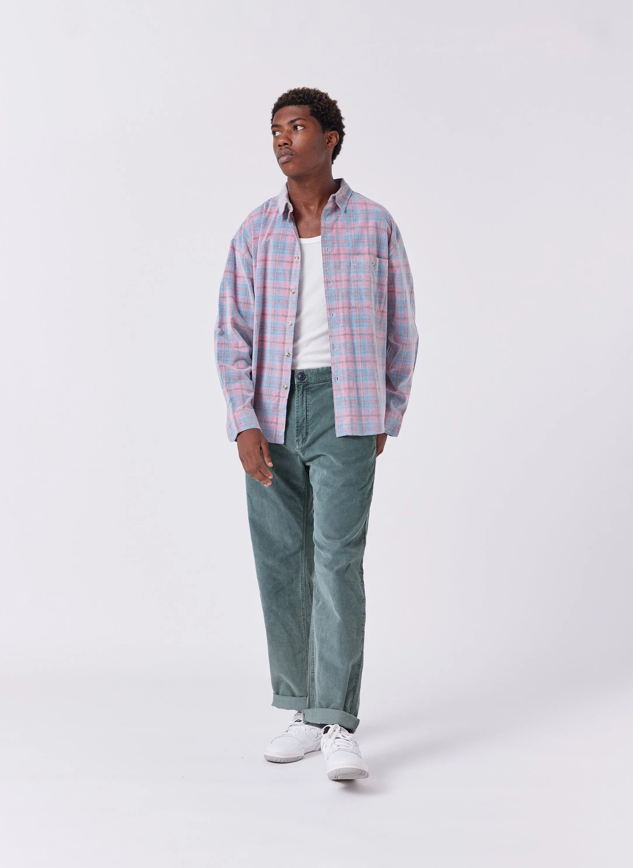 Cabin Shirt Pink Corduroy Plaid