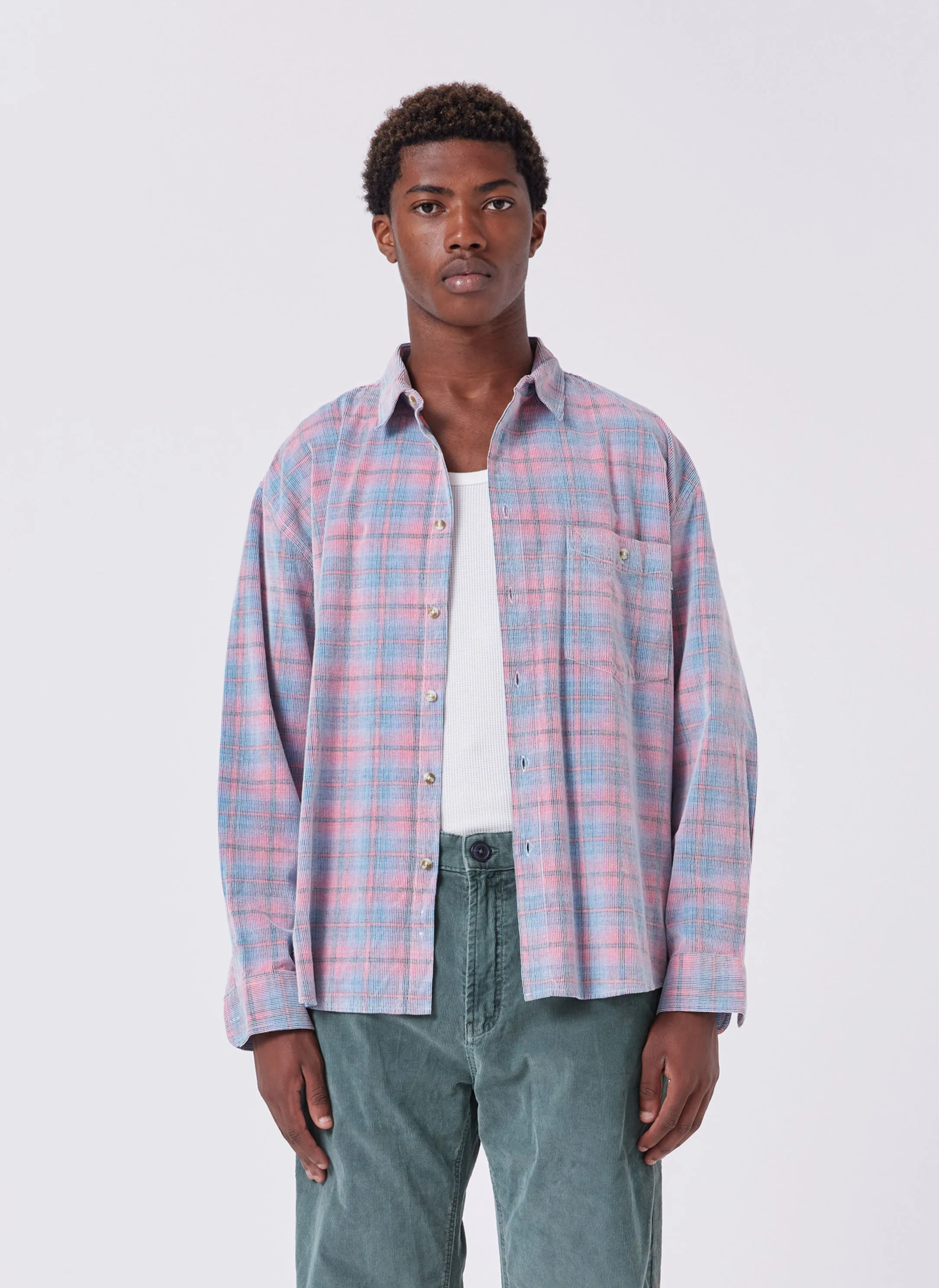 Cabin Shirt Pink Corduroy Plaid