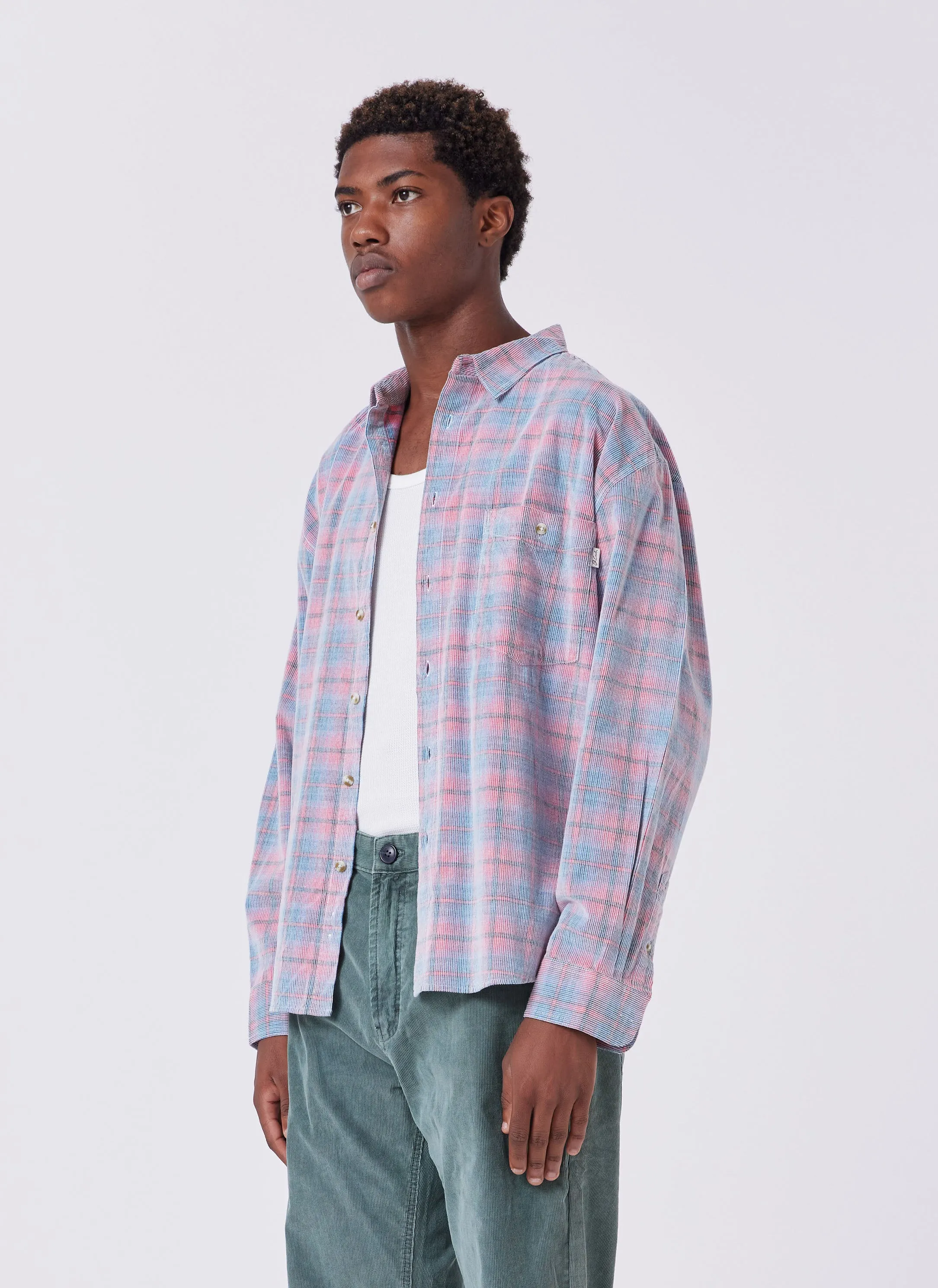 Cabin Shirt Pink Corduroy Plaid