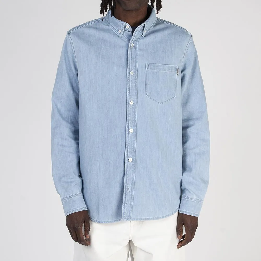 Carhartt WIP Civil Button Up Shirt / Blue Bleached