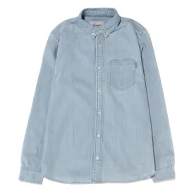 Carhartt WIP Civil Button Up Shirt / Blue Bleached