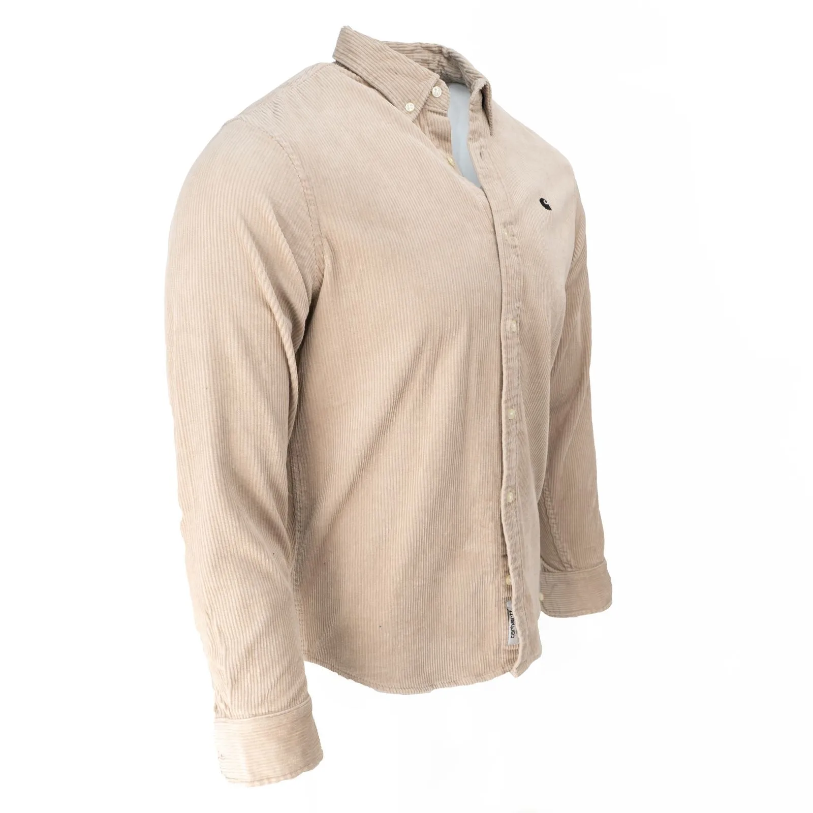 CARHARTT WIP Madison Beige Button-Down Collar Logo-Embroidered Cotton-Corduroy Shirt