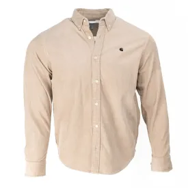 CARHARTT WIP Madison Beige Button-Down Collar Logo-Embroidered Cotton-Corduroy Shirt