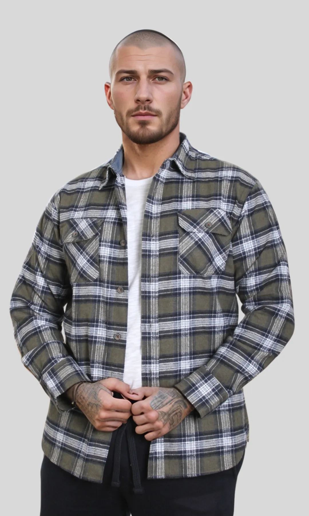 Checkered Long Sleeve Shirt (Green)