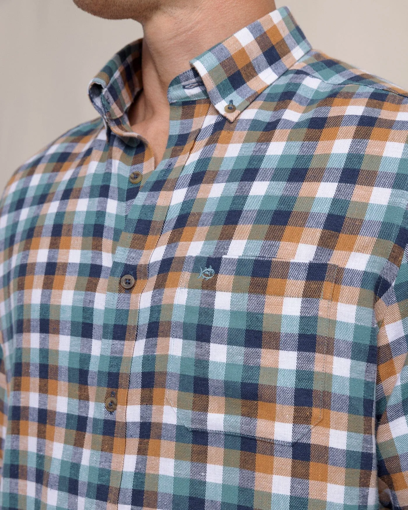 Cobblestone Plaid Beach Flannel Sport Shirt