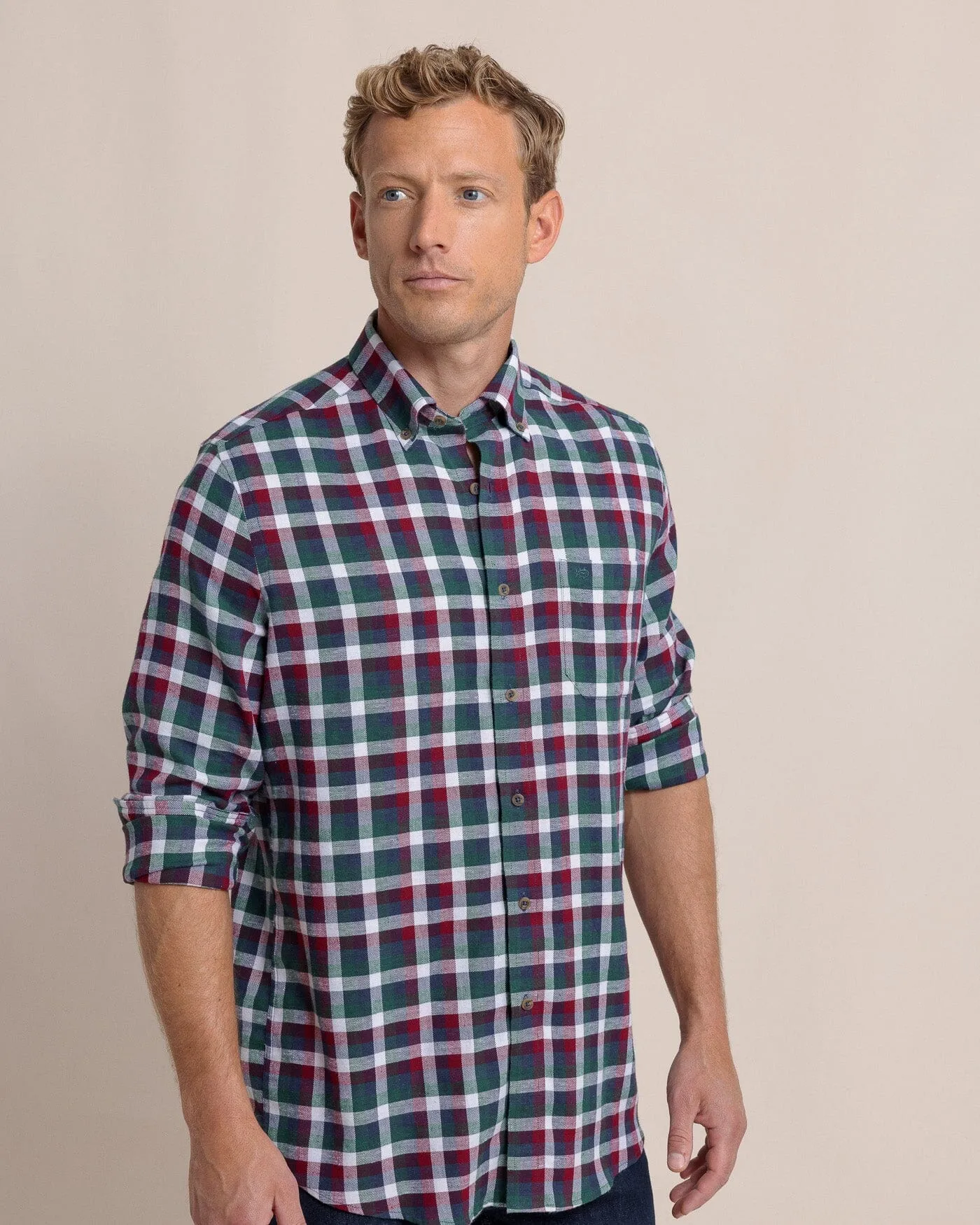 Cobblestone Plaid Beach Flannel Sport Shirt