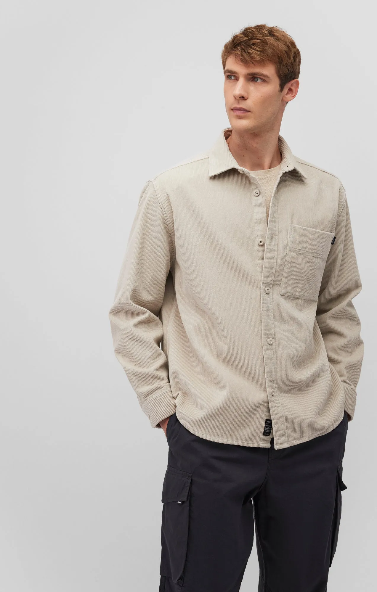 CORDUROY BUTTON-UP SHIRT IN MOONSTRUCK