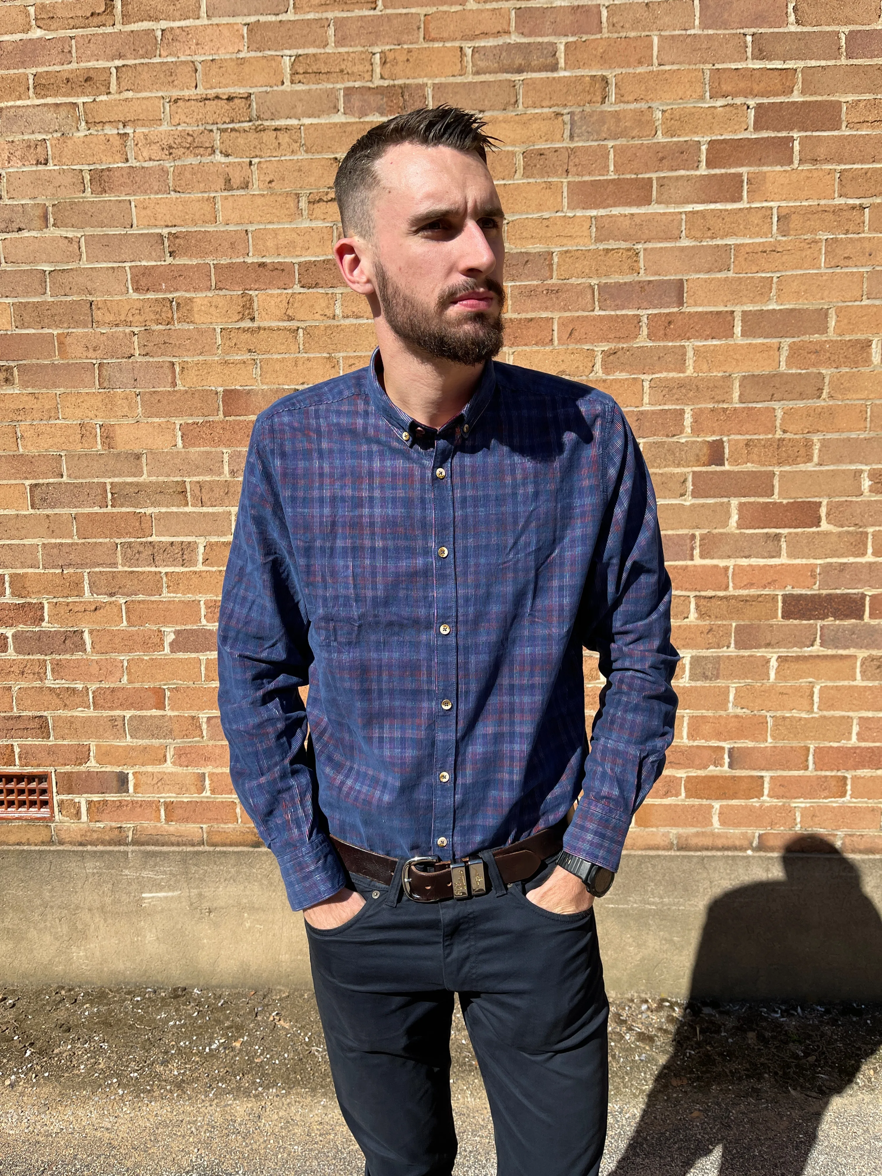 Corduroy Shirt - Blue, Maroon, White Check