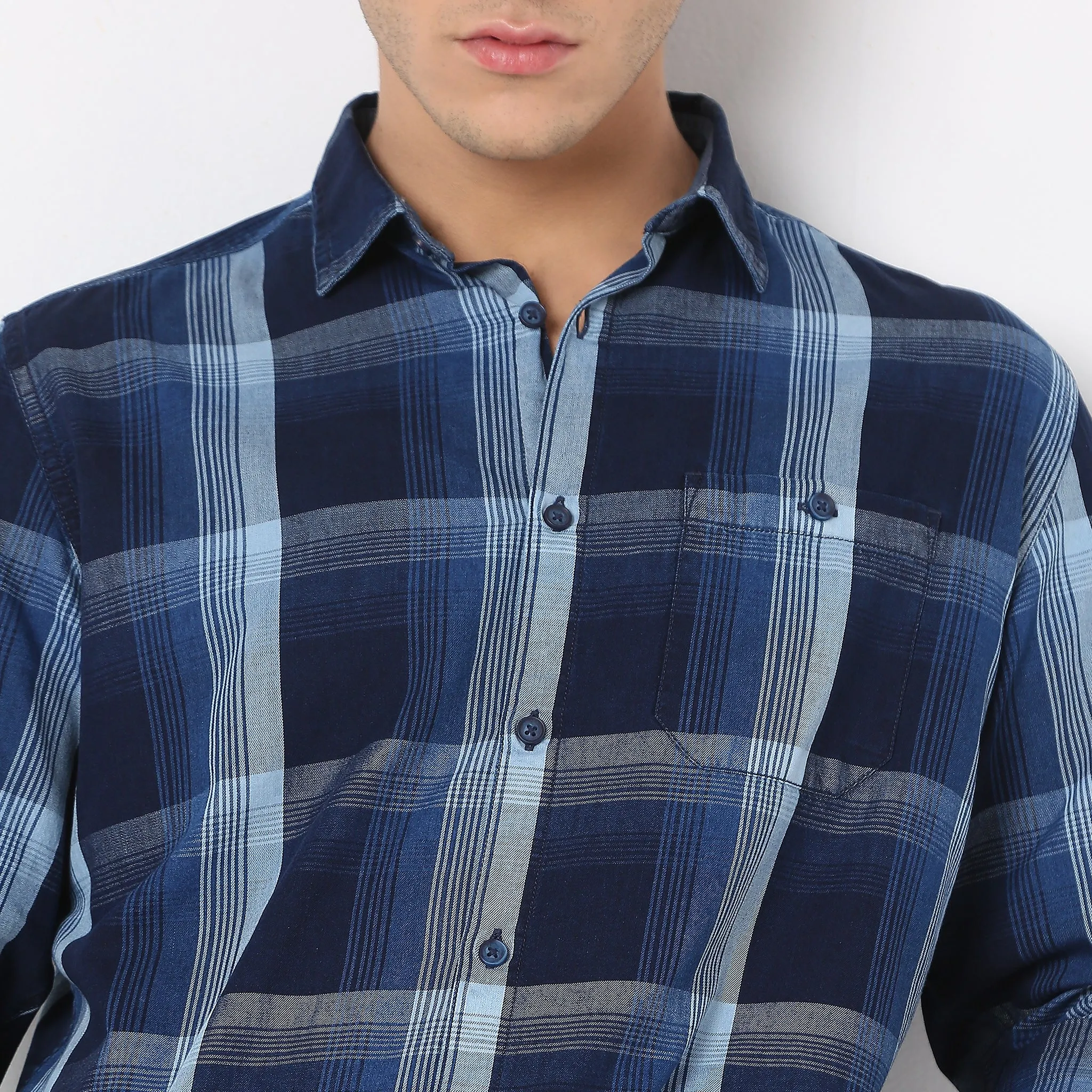 Cruiser™ Authentic Indigo Shirt Regular Fit Shirt Classic Checks Perfect Denim Companion