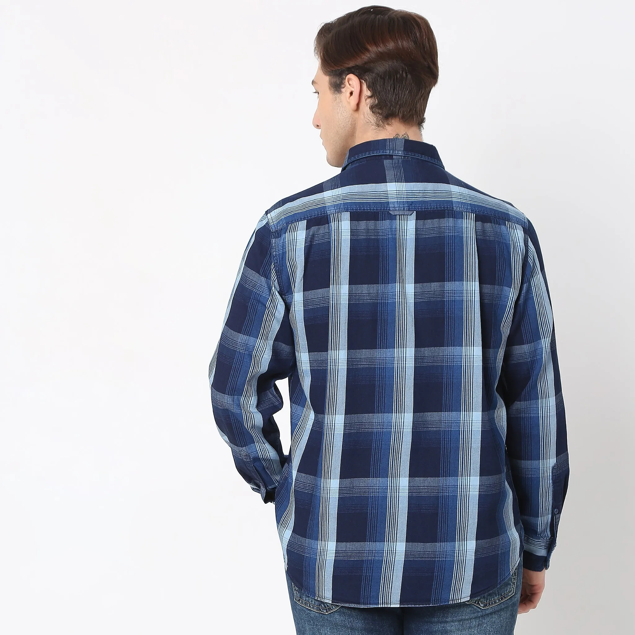 Cruiser™ Authentic Indigo Shirt Regular Fit Shirt Classic Checks Perfect Denim Companion