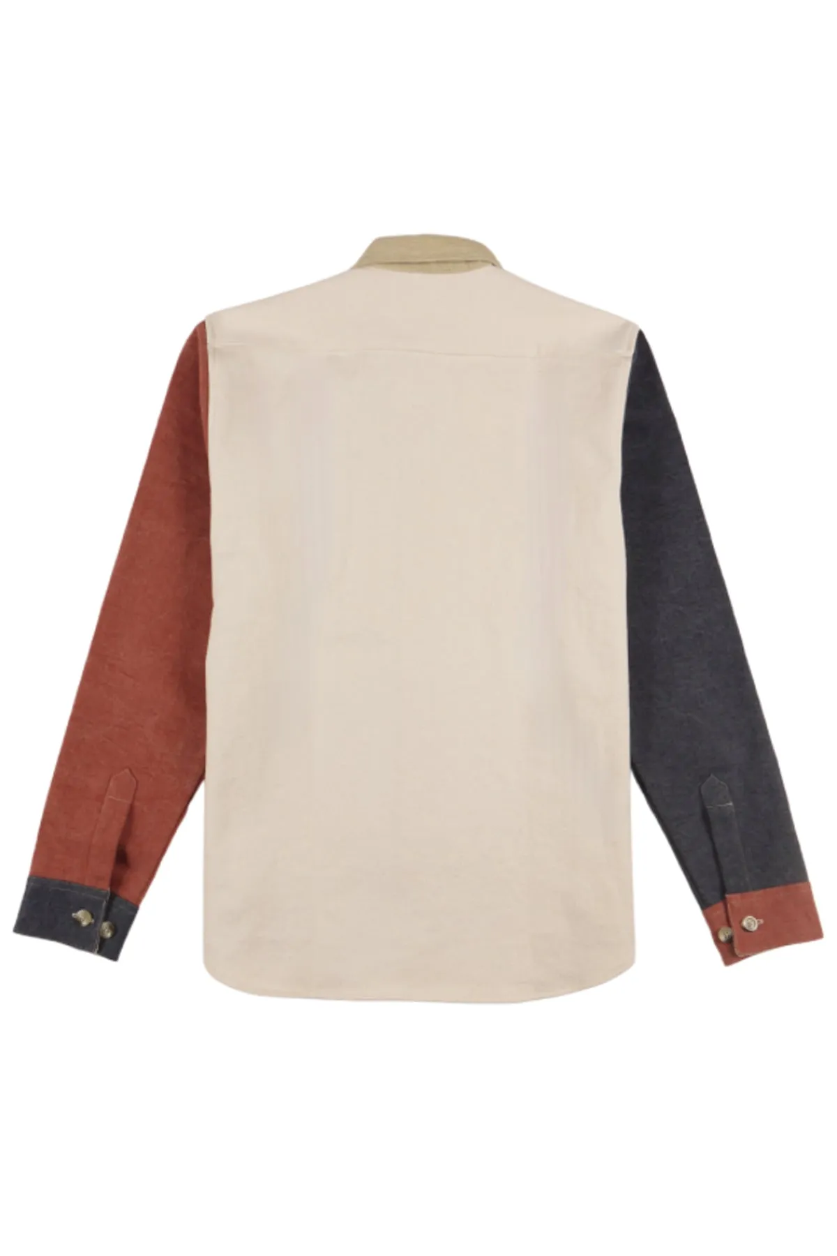 Cuisse de Grenouille Beige Ecru Terracotta Navy Colorblock Twill Paris Over Shirt