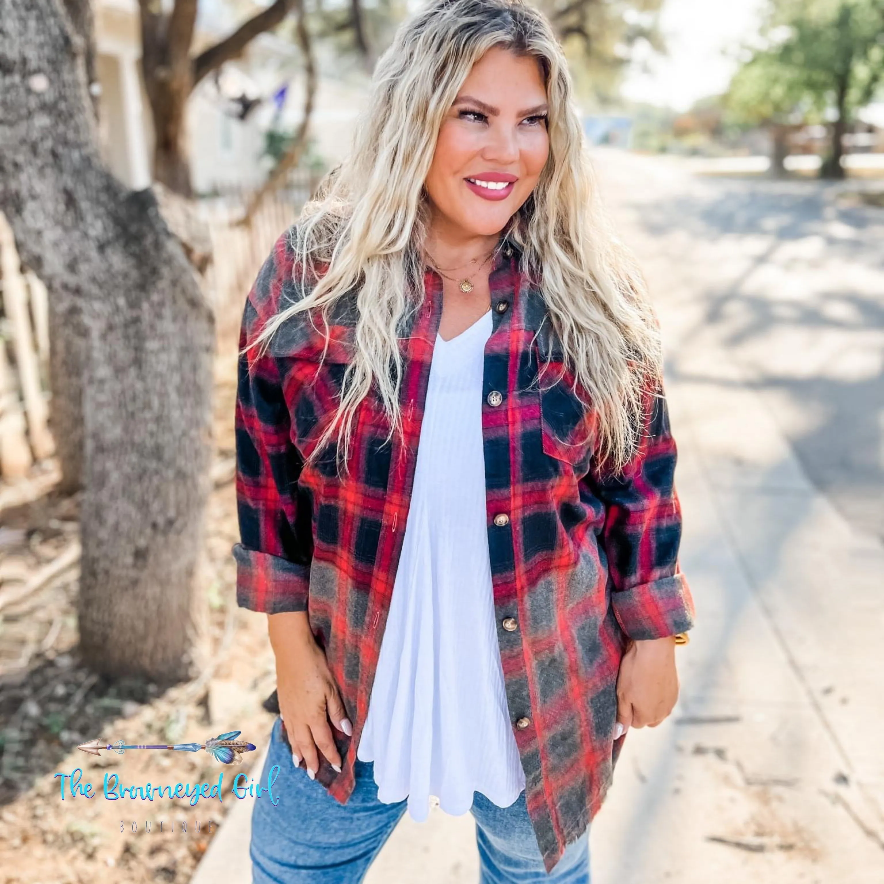 Distressed Button Down Flannel Tahoe Plaids