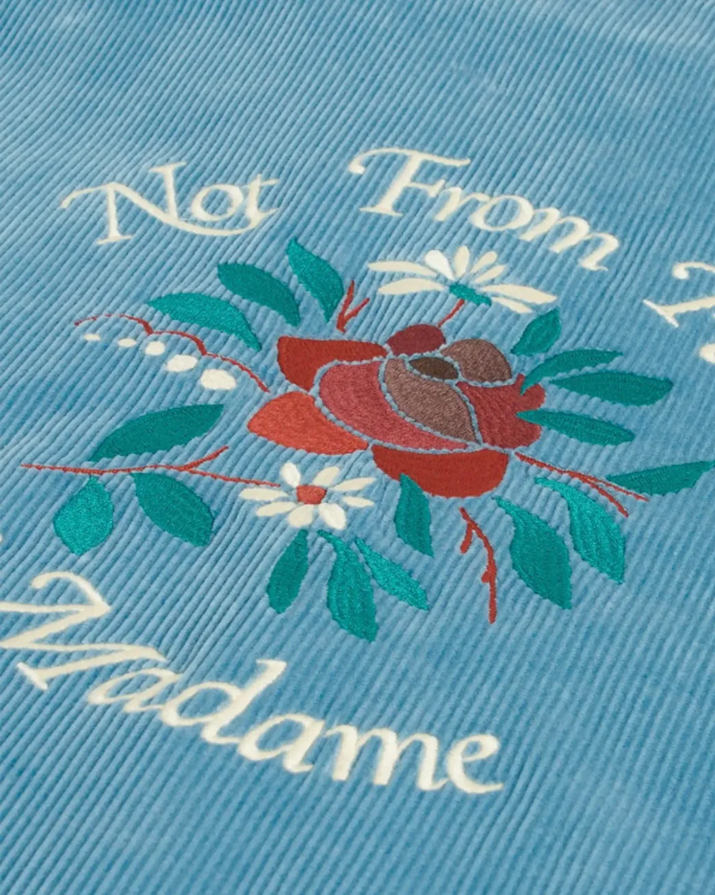 DRÔLE DE MONSIEUR La Veste Slogan Fleurs Corduroy In Blue Grey