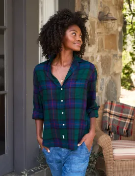 EILEEN Navy and Green with Red Plaid, Italian Flannel