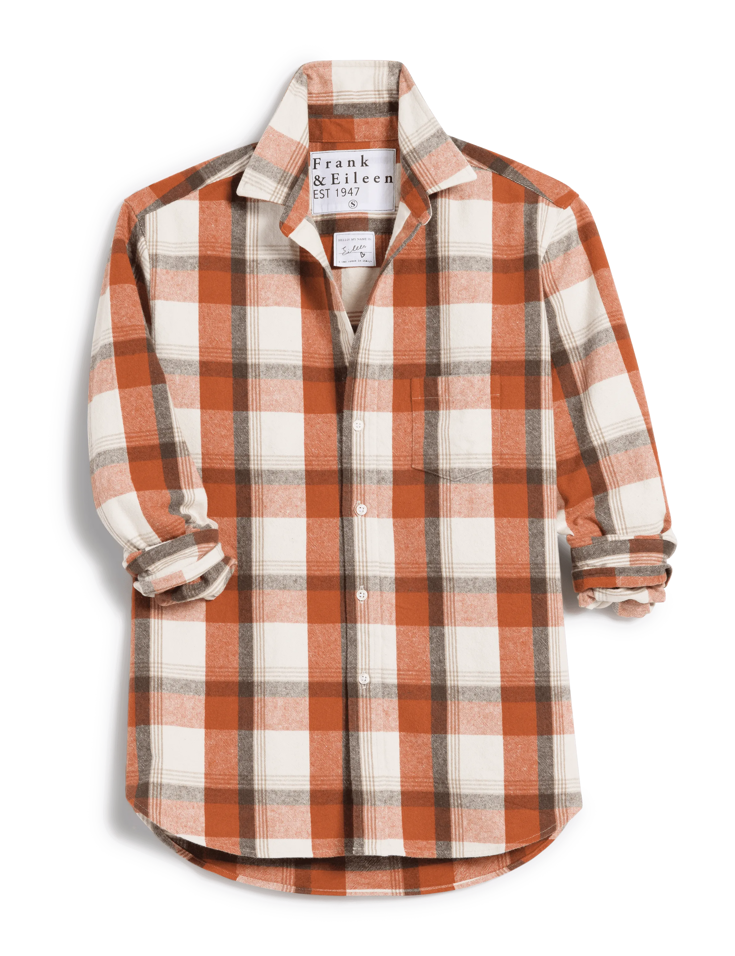 EILEEN Pumpkin and Brown Plaid, Italian Flannel