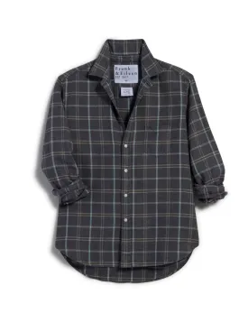 FRANK AND EILEEN - EILEEN RELAXED BUTTON UP SHIRT IN CHARCOAL AND BLUE PLAID ITALIAN FLANNEL