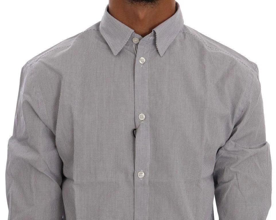 Frankie Morello White Blue Check Casual Cotton Regular Fit Shirt