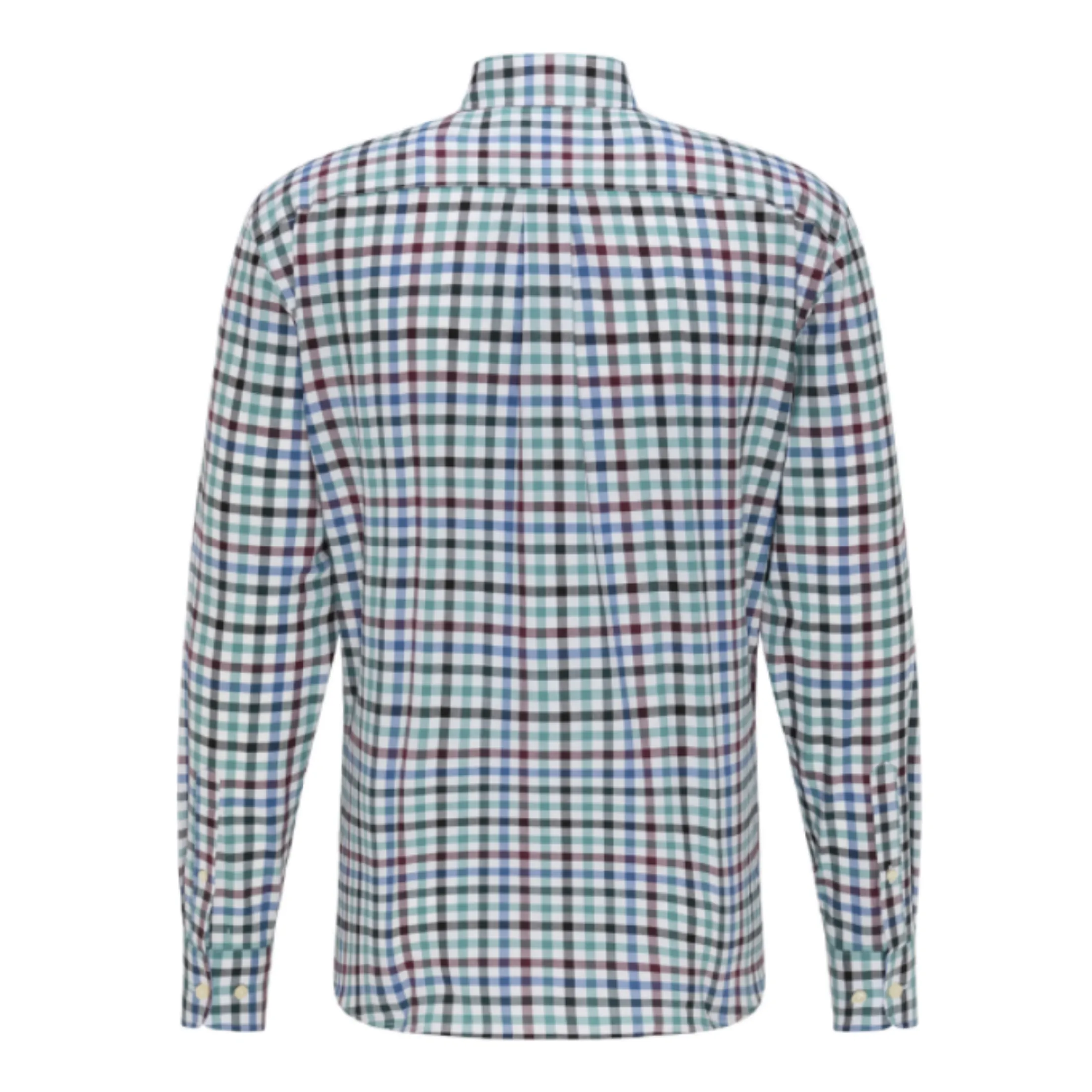 FYNCH-HATTON 1220-8030 SUPERSOFT COTTON SHIRT WITH CHEQUERED PATTERN - AMARENA-SOFT PINE